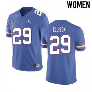 Women #29 Khamal Ellison Florida Gators College Football Jerseys Blue 575363-434