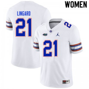 Women #21 Lorenzo Lingard Florida Gators College Football Jerseys White 324093-803