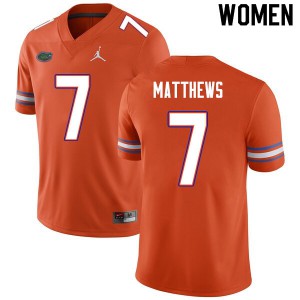 Women #7 Luke Matthews Florida Gators College Football Jerseys Orange 459197-544