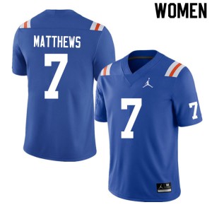 Women #7 Luke Matthews Florida Gators College Football Jerseys Throwback 189300-161