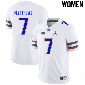 Women #7 Luke Matthews Florida Gators College Football Jerseys White 278515-165