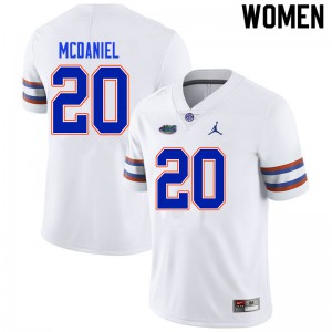 Women #20 Mordecai McDaniel Florida Gators College Football Jerseys White 958367-737