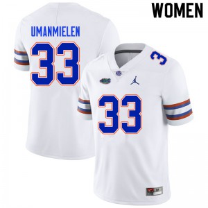 Women #33 Princely Umanmielen Florida Gators College Football Jerseys White 390068-434