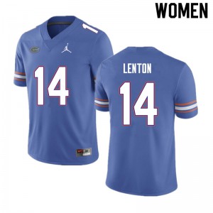 Women #14 Quincy Lenton Florida Gators College Football Jerseys Blue 754361-156