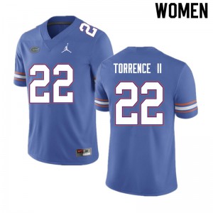 Women #22 Rashad Torrence II Florida Gators College Football Jerseys Blue 263705-251