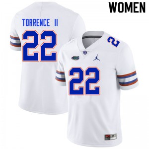 Women #22 Rashad Torrence II Florida Gators College Football Jerseys White 961690-991