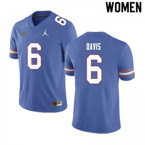 Women #6 Shawn Davis Florida Gators College Football Jerseys Blue 363127-397