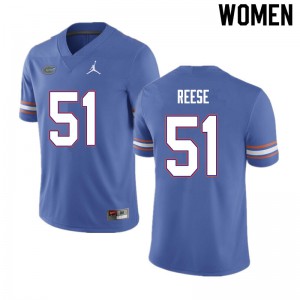 Women #51 Stewart Reese Florida Gators College Football Jerseys Blue 203338-938