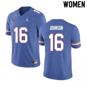 Women #16 Tre'Vez Johnson Florida Gators College Football Jerseys Blue 875716-252