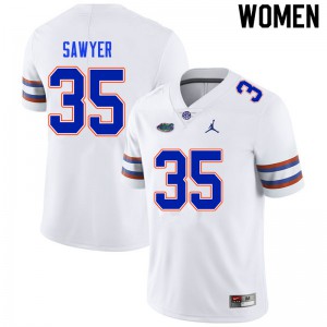 Women #35 William Sawyer Florida Gators College Football Jerseys White 334256-512