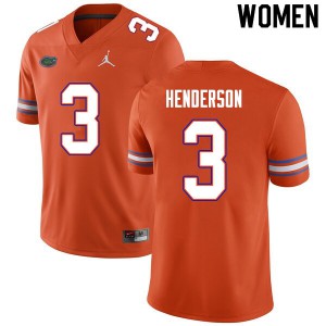 Women #3 Xzavier Henderson Florida Gators College Football Jerseys Orange 281127-147