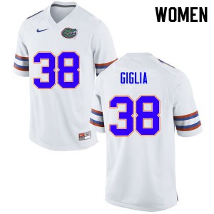 Women #38 Anthony Giglia Florida Gators College Football Jerseys White 564696-648