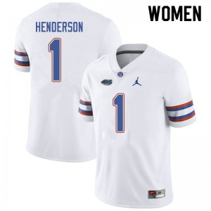 Jordan Brand Women #1 CJ Henderson Florida Gators College Football Jerseys White 117956-184