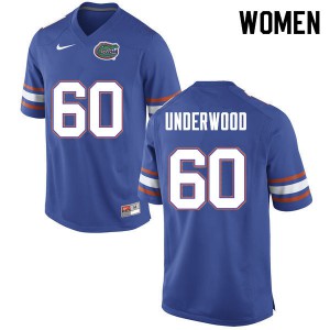 Women #60 Houston Underwood Florida Gators College Football Jerseys Blue 343101-955