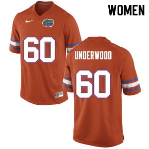 Women #60 Houston Underwood Florida Gators College Football Jerseys Orange 839686-957