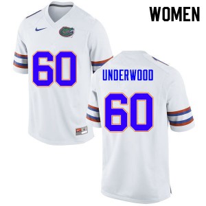 Women #60 Houston Underwood Florida Gators College Football Jerseys White 374810-656