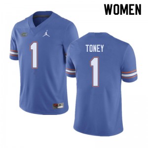 Jordan Brand Women #1 Kadarius Toney Florida Gators College Football Jerseys Blue 628497-889