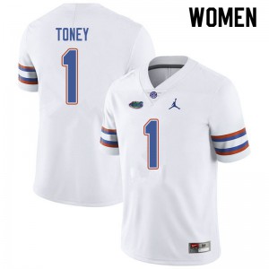Jordan Brand Women #1 Kadarius Toney Florida Gators College Football Jerseys White 995542-579