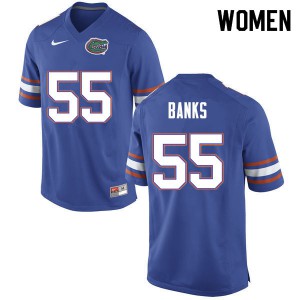 Women #55 Noah Banks Florida Gators College Football Jerseys Blue 747312-118