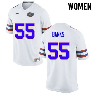 Women #55 Noah Banks Florida Gators College Football Jerseys White 318183-695