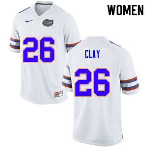Women #26 Robert Clay Florida Gators College Football Jerseys White 982549-940