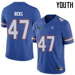 Jordan Brand Youth #47 Isaac Ricks Florida Gators College Football Jerseys Royal 277541-494