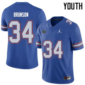 Jordan Brand Youth #34 Lacedrick Brunson Florida Gators College Football Jerseys Royal 651350-208