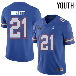 Jordan Brand Youth #21 McArthur Burnett Florida Gators College Football Jerseys Royal 666203-137