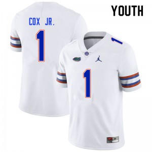 Youth #1 Brenton Cox Jr. Florida Gators College Football Jerseys White 163456-388