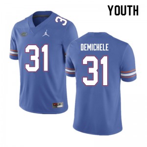 Youth #31 Chase DeMichele Florida Gators College Football Jerseys Blue 388109-868
