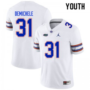 Youth #31 Chase DeMichele Florida Gators College Football Jerseys White 419931-280