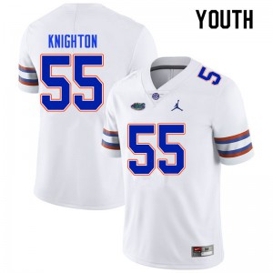 Youth #55 Hayden Knighton Florida Gators College Football Jerseys White 624610-710