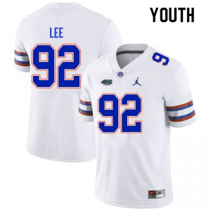 Youth #92 Jalen Lee Florida Gators College Football Jerseys White 738972-214