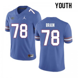 Youth #78 Josh Braun Florida Gators College Football Jerseys Blue 664166-427