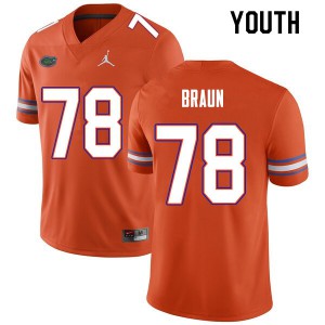 Youth #78 Josh Braun Florida Gators College Football Jerseys Orange 501888-263