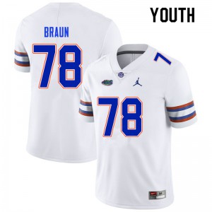 Youth #78 Josh Braun Florida Gators College Football Jerseys White 201286-192