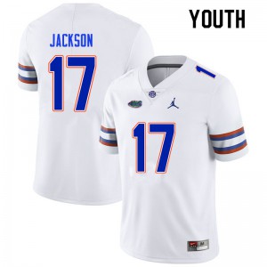 Youth #17 Kahleil Jackson Florida Gators College Football Jerseys White 711332-951