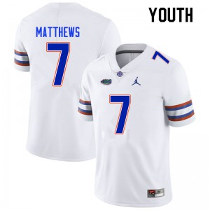 Youth #7 Luke Matthews Florida Gators College Football Jerseys White 865350-226