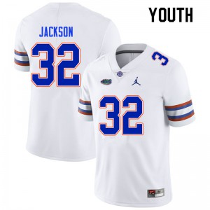 Youth #32 N'Jhari Jackson Florida Gators College Football Jerseys White 712931-424