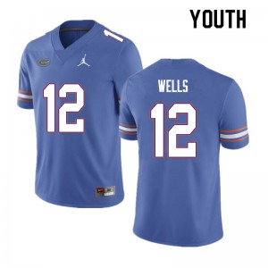 Youth #12 Rick Wells Florida Gators College Football Jerseys Blue 487700-702