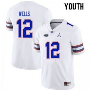 Youth #12 Rick Wells Florida Gators College Football Jerseys White 402896-301