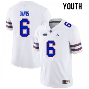 Youth #6 Shawn Davis Florida Gators College Football Jerseys White 124053-628