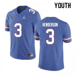 Youth #3 Xzavier Henderson Florida Gators College Football Jerseys Blue 155824-714