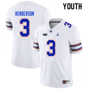 Youth #3 Xzavier Henderson Florida Gators College Football Jerseys White 988030-776
