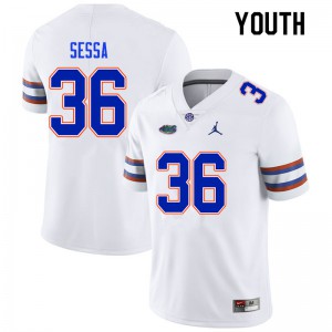 Youth #36 Zack Sessa Florida Gators College Football Jerseys White 172767-444