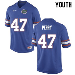 Youth #47 Austin Perry Florida Gators College Football Jerseys Blue 847418-210