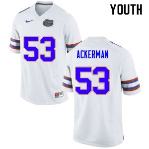 Youth #53 Brendan Ackerman Florida Gators College Football Jerseys White 912511-482