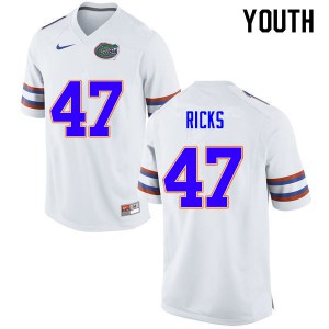 Youth #47 Isaac Ricks Florida Gators College Football Jerseys White 402590-426