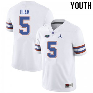 Jordan Brand Youth #5 Kaiir Elam Florida Gators College Football Jerseys White 335347-409