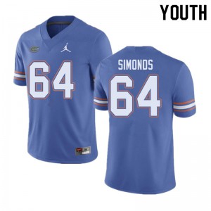 Jordan Brand Youth #64 Riley Simonds Florida Gators College Football Jerseys Blue 406447-573